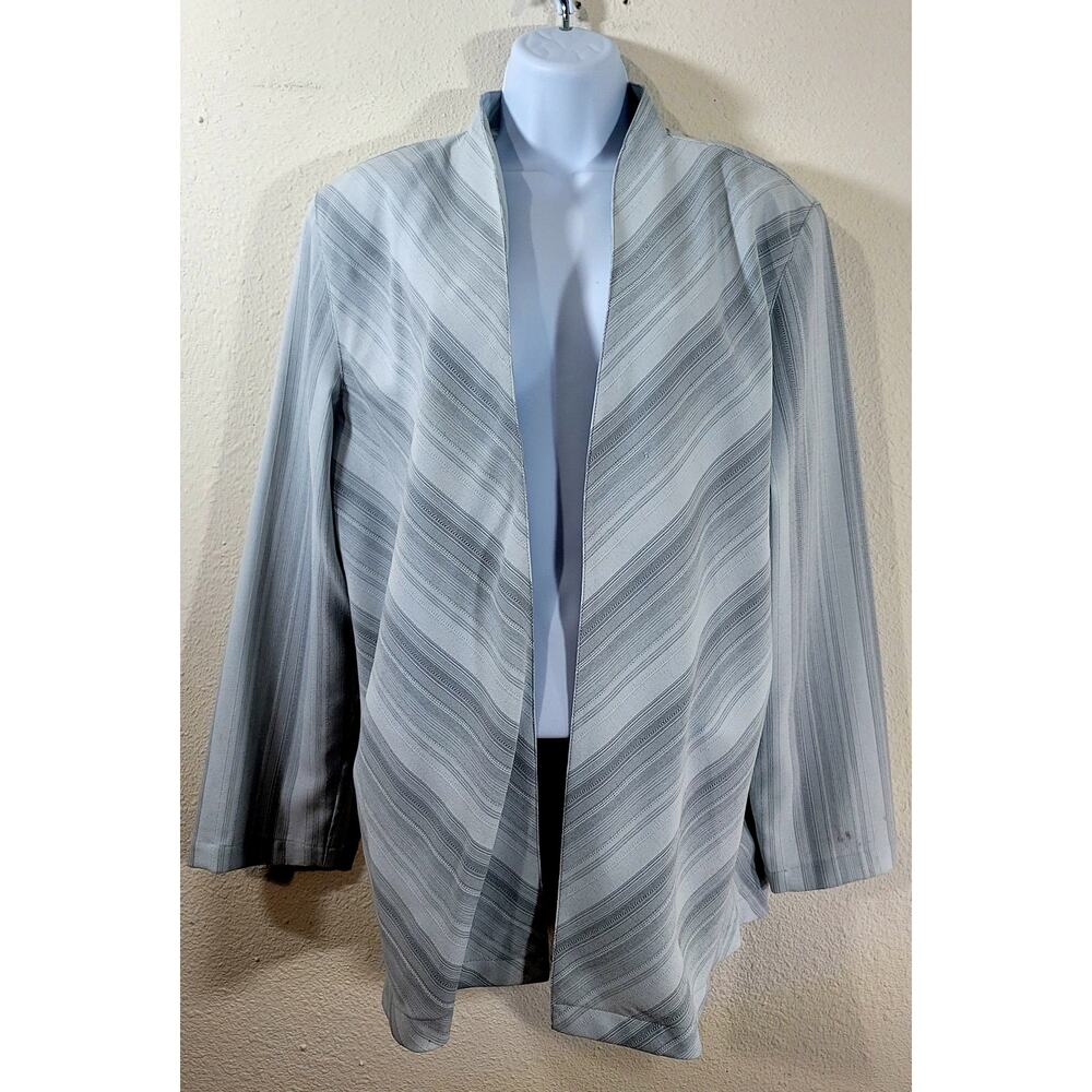 Draper's & Damon's Gray Striped Open Front Blazer Large Lightweight Soft Flowy